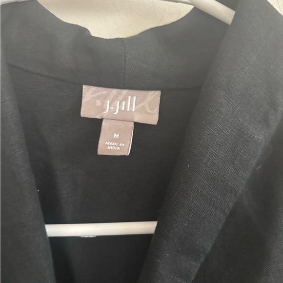 J.Jill Blazer Womens Black Linen Sz M Button Front Minimalist Boxy Career Office - Picture 3 of 5